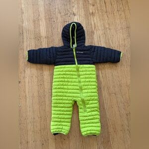 Columbia powderlite snowsuit reversible bunting built in mittens and booties